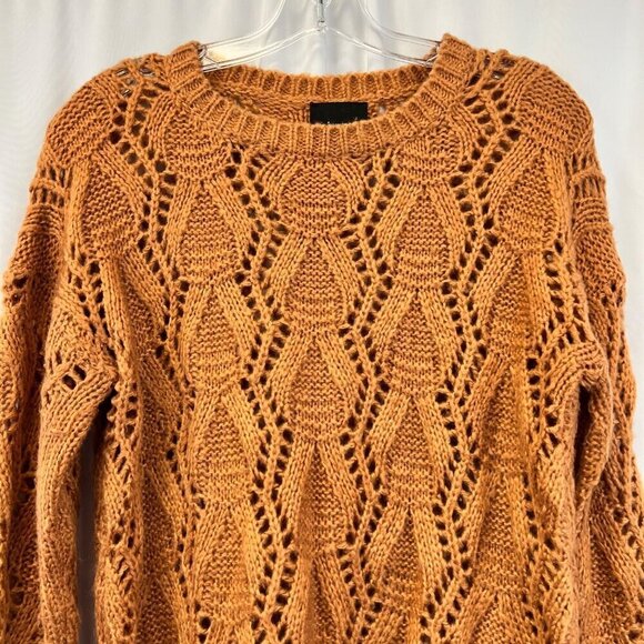 Lumiere Open Knit Long Sleeve Pullover Sweater Womens Size Small Spice - Picture 2 of 9